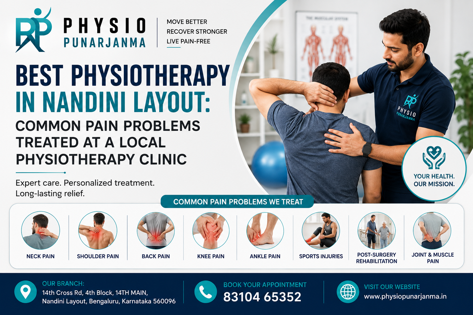 Best Physiotherapy in Nandini Layout: Common Pain Problems Treated at a Local Physiotherapy Clinic